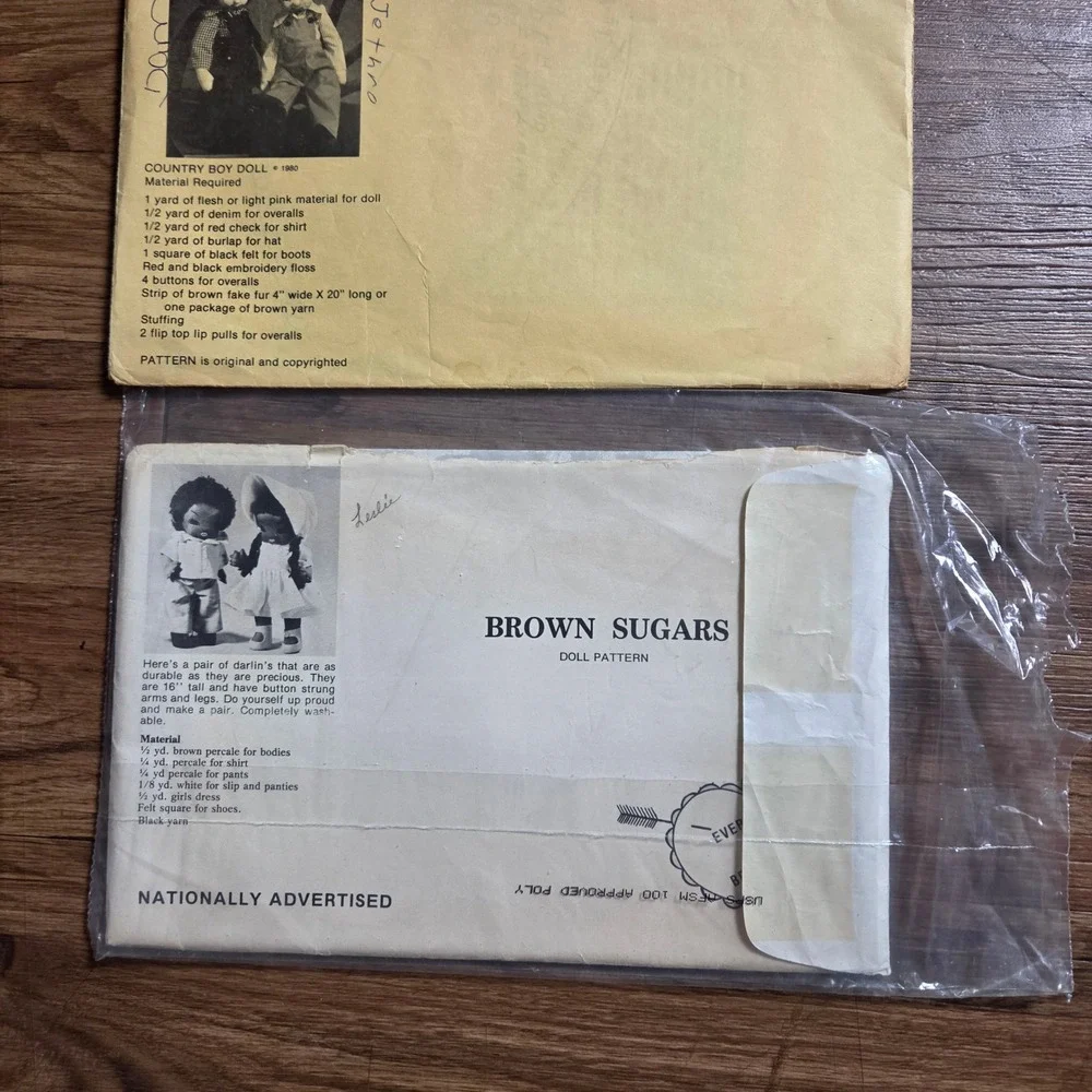 Vintage 1980s Lot Doll Sewing Patterns R. Helwig Farm House Crafts Brown Sugars